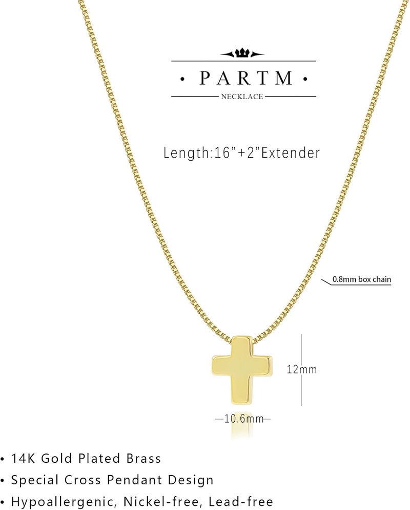 Partm Gold Cross Necklace for Women 14K Plated Dainty Pendant Cross Chain Faith Crucifix Choker Baptism Necklace for Women Trendy Religious Jewelry Hypoallergenic - Image 4